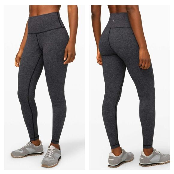 Lululemon Wunder Under High-Rise Tight 28" Variegated Knit Jacquard Black Dark 6 - Picture 1 of 5
